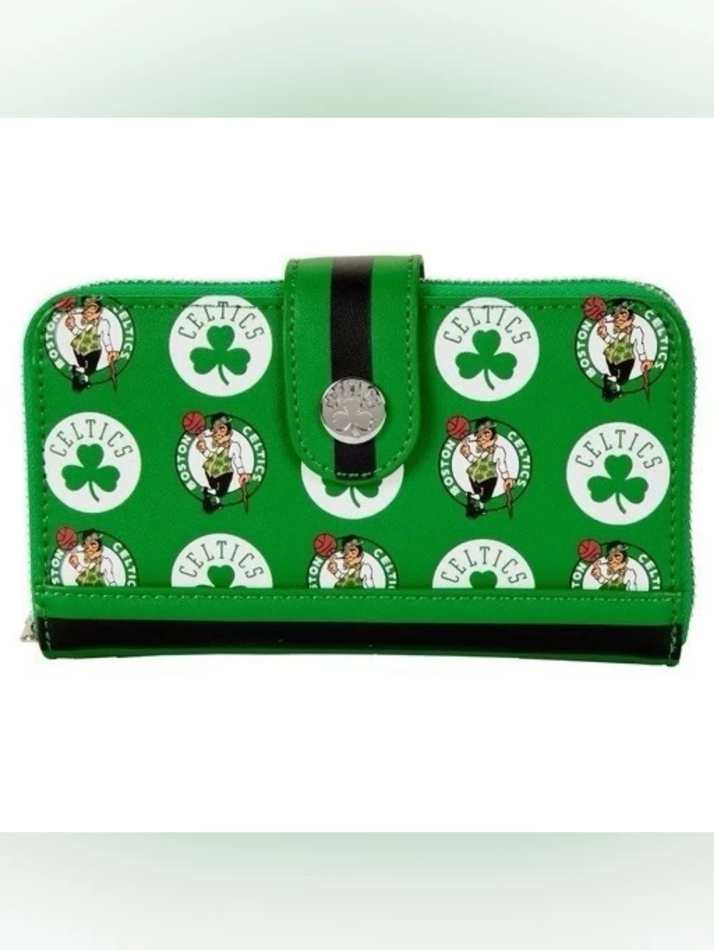 Loungefly Green Boston Celtics Logo Print Zip Wallet NWT